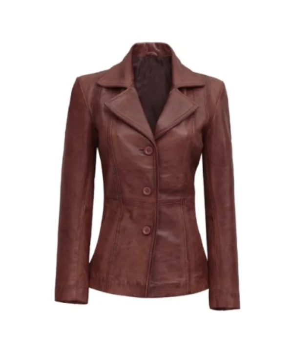 Women’s Brown Leather Blazer