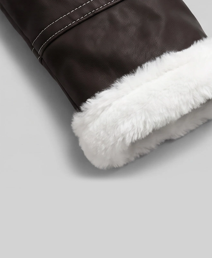 Womens Brown Shearling Jacket With Removable Hood For Women
