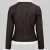 Womens Brown Shearling Jacket With Removable Hood For Womens