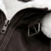 Womens Brown Shearling Jacket With Removable Hood Women