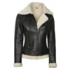 Women’s Dark Brown Shearling Leather Bomber Jacket