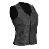 Classic Black Distressed Biker Leather Vest For Women’s