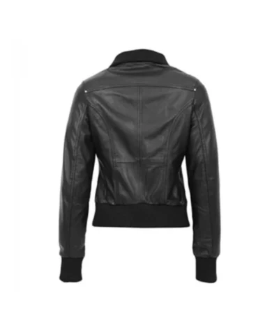 Womens Black Bomber Leather Jacket