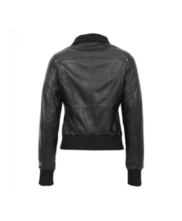 Womens Black Bomber Leather Jacket