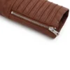 Womens Cognac Biker Leather JacketHooded