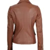 Double Breasted Womens Cognac Brown Leather Blazer