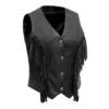 Cowgirl Fringe Style Black Leather Vest For Women’s