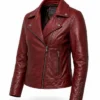 Womens Dame Red Double Rider Leather Biker Jacket
