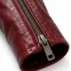 Womens Dame Red Double Rider Leather Biker Jacket Close Up Cuffs