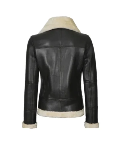 Women’s Brown Shearling Leather Bomber Jacket
