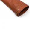 Womens Diamond Tan Biker Leather Jacket Close Up Sleeve