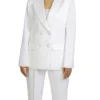 White Double Breasted Suit For Womens