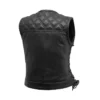 Women’s Motorcycle Flap Pockets Leather Vest