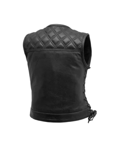 Women’s Motorcycle Flap Pockets Leather Vest