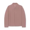 Pink Cotton Jacket With Shirt Collar For Womens