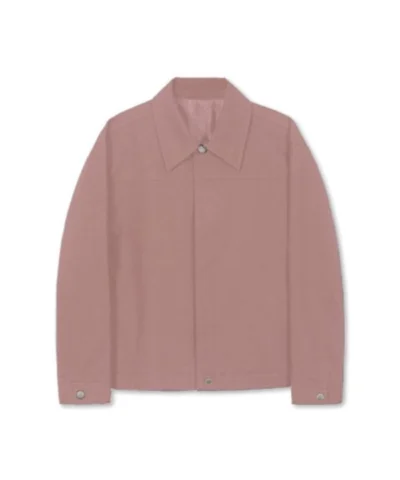 Pink Cotton Jacket With Shirt Collar For Womens