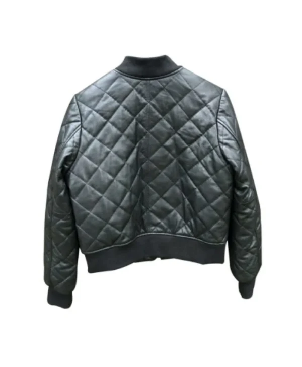 Women’s Black Leather Quilted Jacket