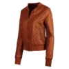 Women Brown Bomber Quilted Leather Jacket