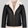 Womens RAF Hooded Sheepskin Leather Jacket