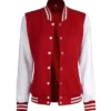 Women's Red and White Letterman Varsity Jacket