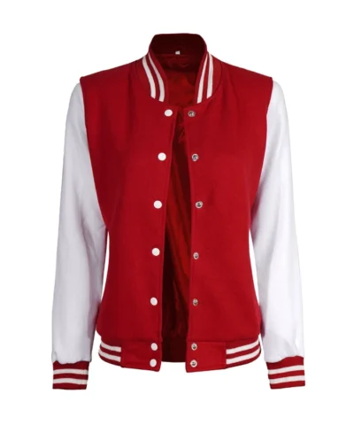 Women's Red and White Letterman Varsity Jacket