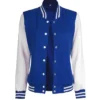 Royal Blue and White Letterman Varsity Jacket For Womens