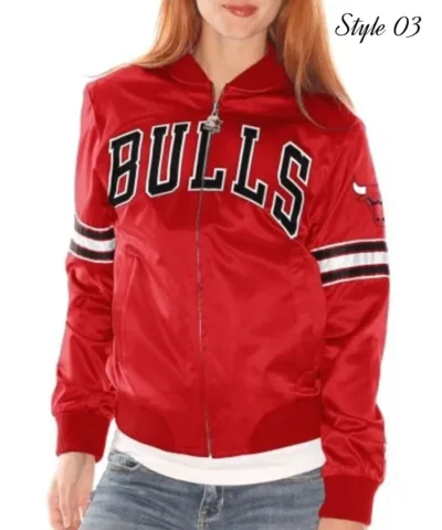 Women’s Satin Chicago Bulls Varsity Full-Snap Satin Jacket
