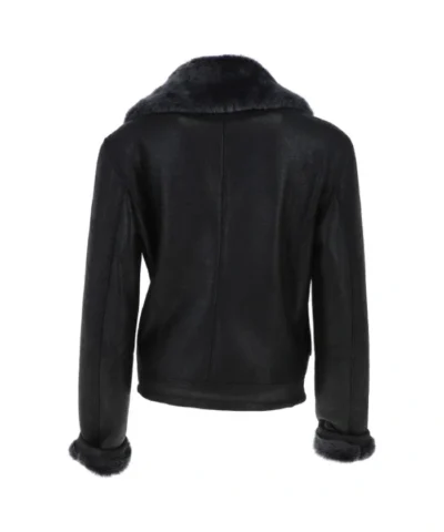 Womens Shearling Aviator Black Jacket