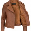 Womens Tan Brown Biker Leather Asymmetrical Jacket