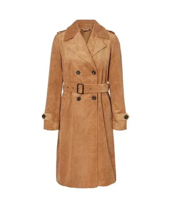 Belted Style Tobacco Brown Trench Coat for Women