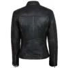 Vintage Women Distressed Biker Black Leather Jacket