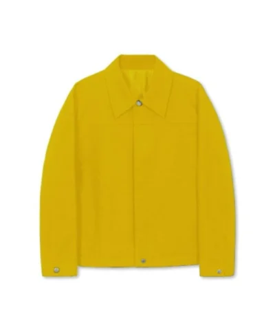 Yellow Cotton Jacket With Shirt Collar For Womens
