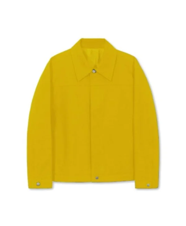 Yellow Cotton Jacket With Shirt Collar For Womens