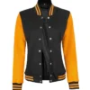 Yellow and Black Varsity Jacket For Women's