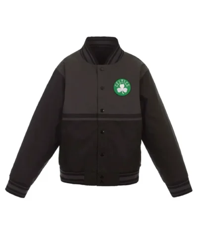 Boston Celtics Youth Full-Snap Black and Charcoal Jacket