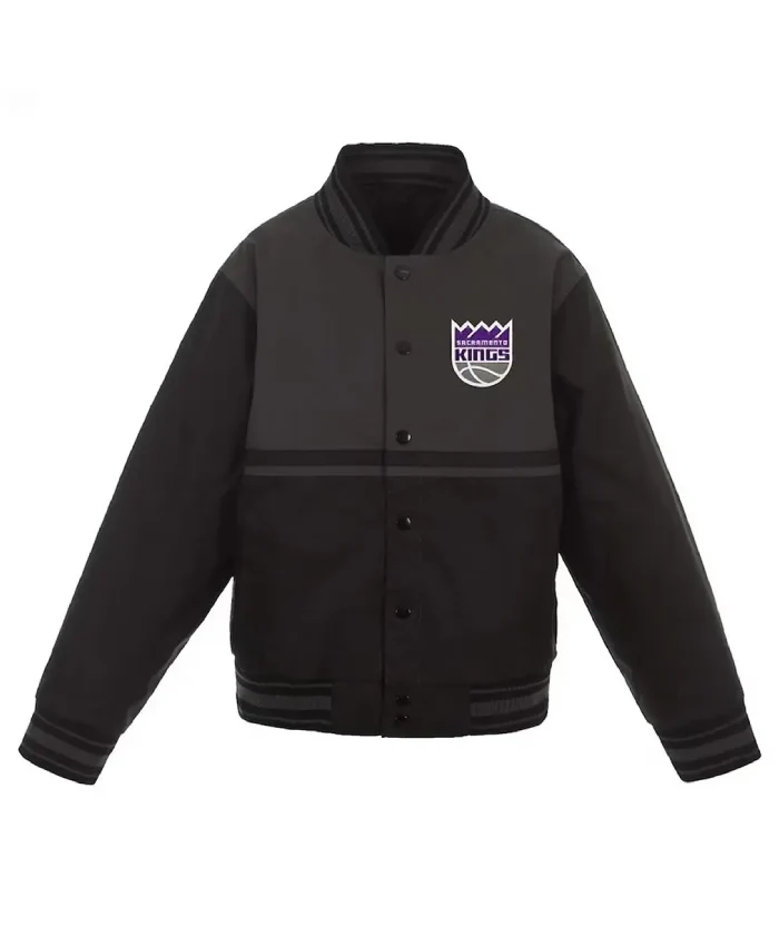 Shop Youth Sacramento Kings BlackCharcoal Poly Twill Jacket
