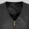 Zipper Biker Leather Black Vest For Womens