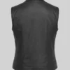 Zipper Black Biker Leather Vest Womens
