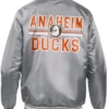 anaheim ducks gray snap-tab varsity jackets Back