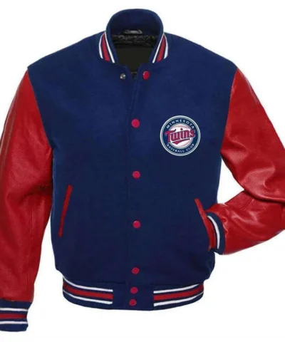 Minnesota Twins Red and Blue Varsity Wool/Leather Jacket