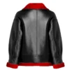 Women’s Aviator Red Shearling Black Leather Jacket