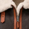 Aviator Bomber Shearling Leather Jacket Mens Collar and Zip