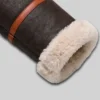 Aviator Bomber Shearling Leather Jacket Mens Cuffs