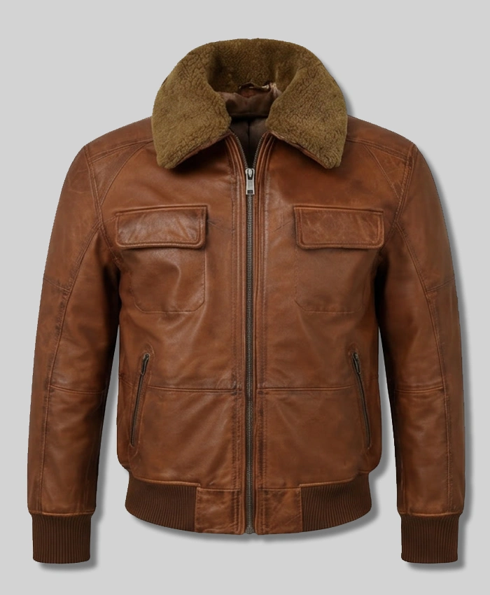 Aviator Brown Bomber Jacket For Men