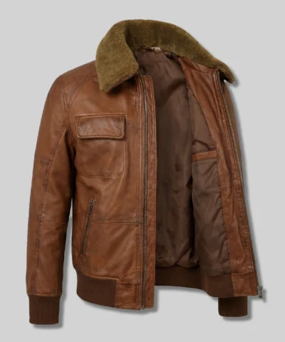 Aviator Brown Bomber Jacket For Mens