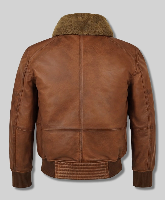 Aviator Brown Bomber Jacket For Mens Back