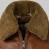 Aviator Brown Bomber Jacket For Mens Collar and Zip