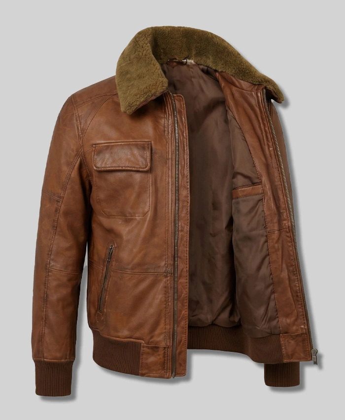 Aviator Brown Bomber Jacket For Mens