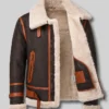 Aviator Shearling Bomber Leather Jacket Mens