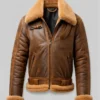 B3 Shearling Brown Leather Jacket For Mens
